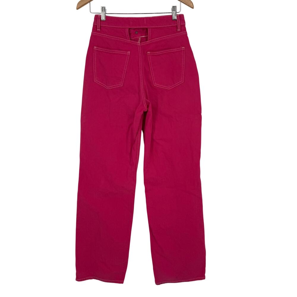 Hot pink Cut Out Zara Jeans. Size 6 and high waisted Straight Wide Leg Barbie - Picture 2 of 7